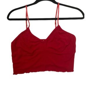 Red ribbed crop top